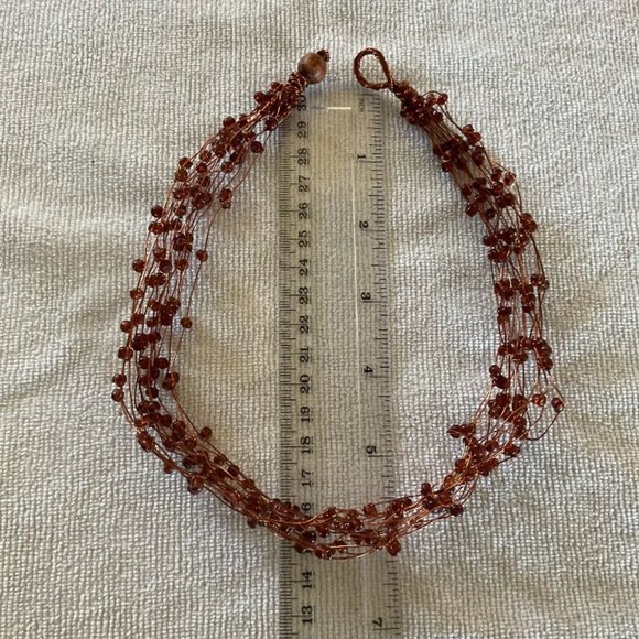 Artisan made Copper Wire & Bead Necklace - Picture 2 of 2